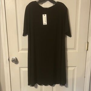 Boohoo Black Dress with Scalloped Hem